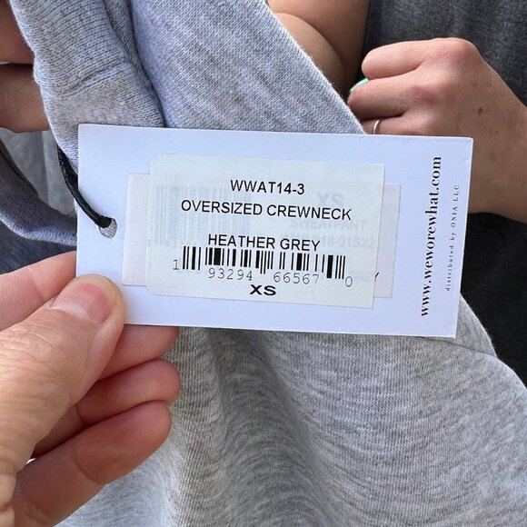 We Wore What Oversized Crewneck Sweatshirt Xtra Small XS in Heather Gray - Picture 3 of 9